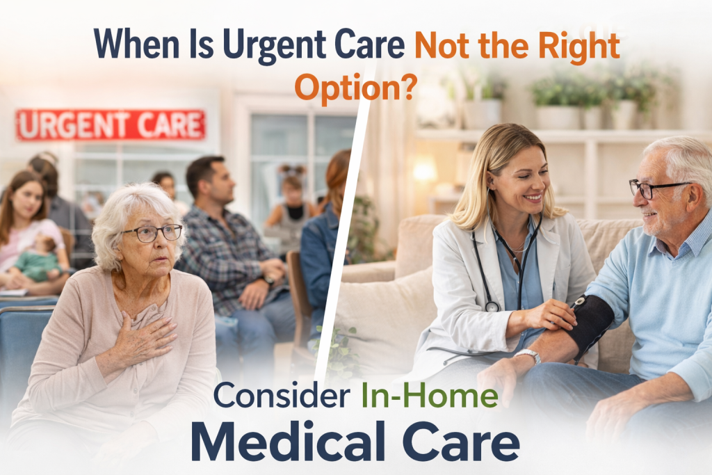 Senior comparing urgent care visit vs in-home medical care in West Palm Beach Florida